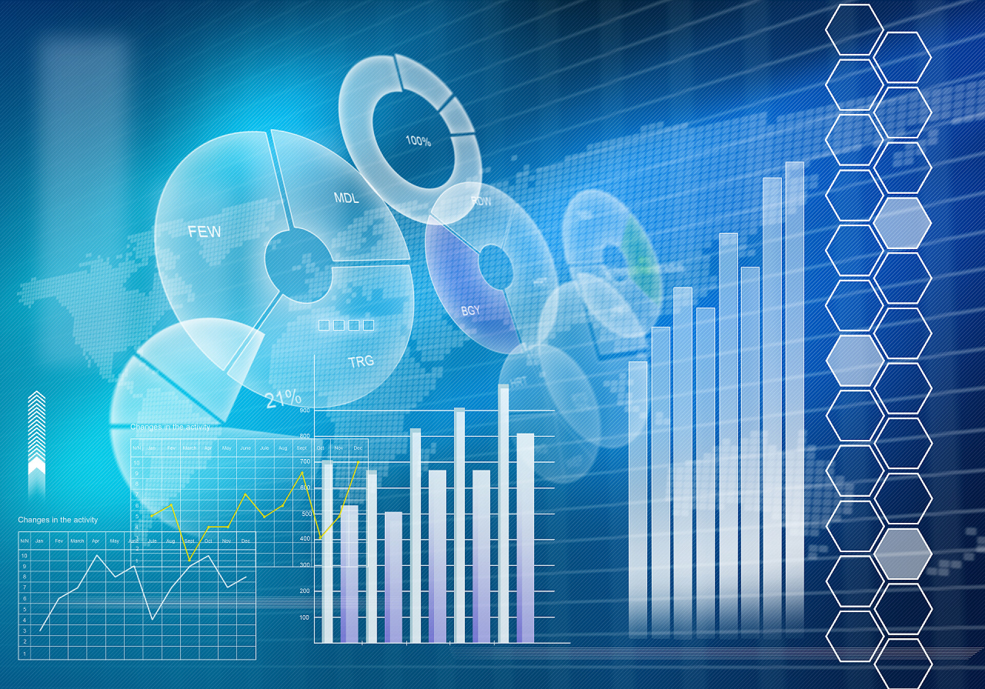 科技智能化的数据图表展示商务数据分析