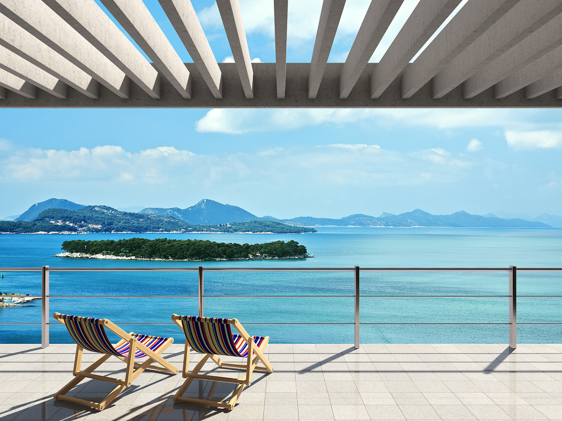 自然风光海景度假酒店的休闲阳台露台