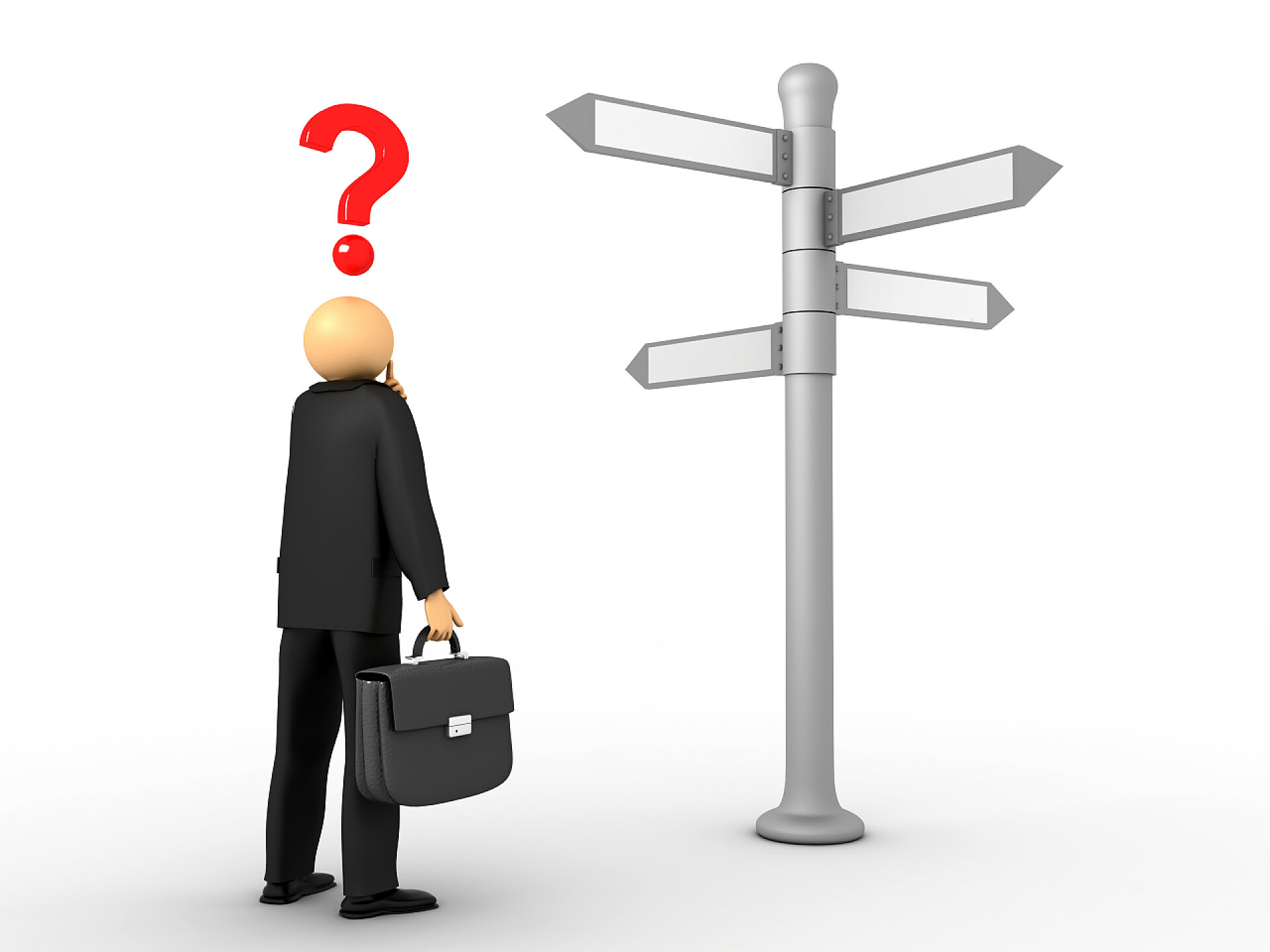 商人选择自己道路的3D图像