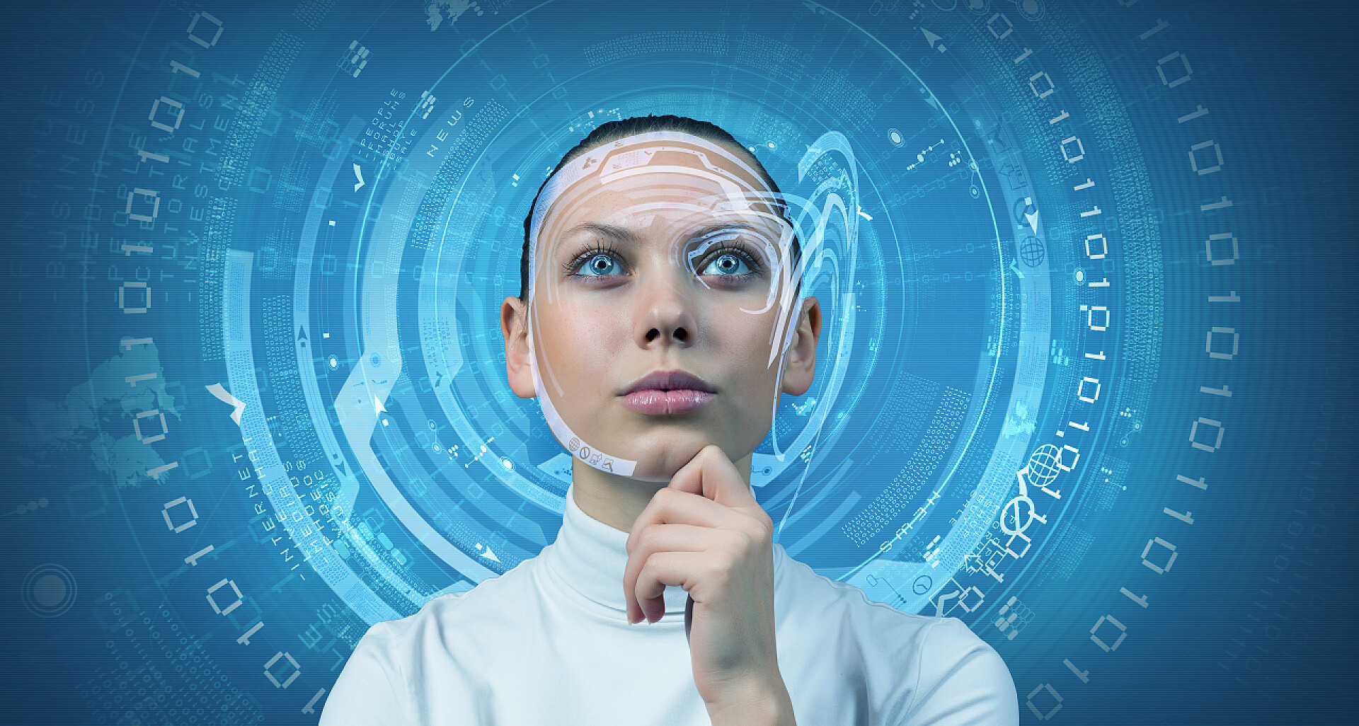 商务使用虚拟技术的未来派女人