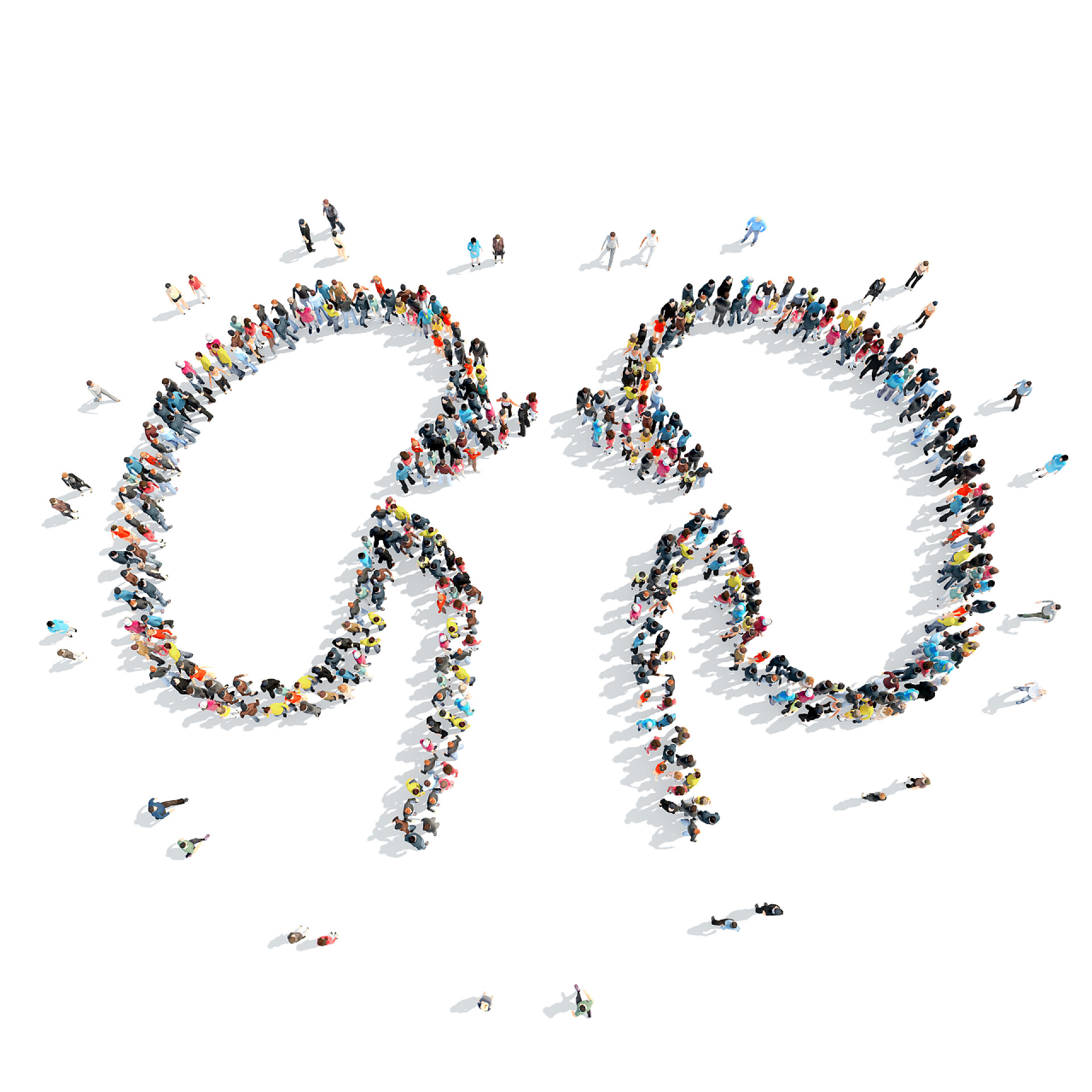 医疗健康白色背景上的一群人组成了肾的符号