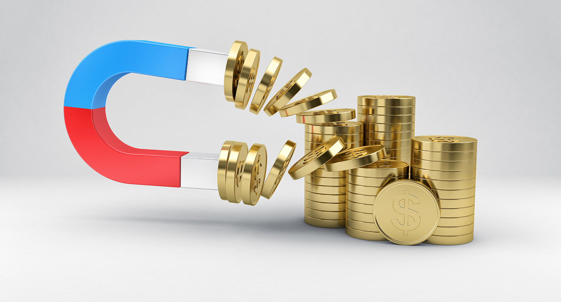 金融商务用磁铁吸引金币