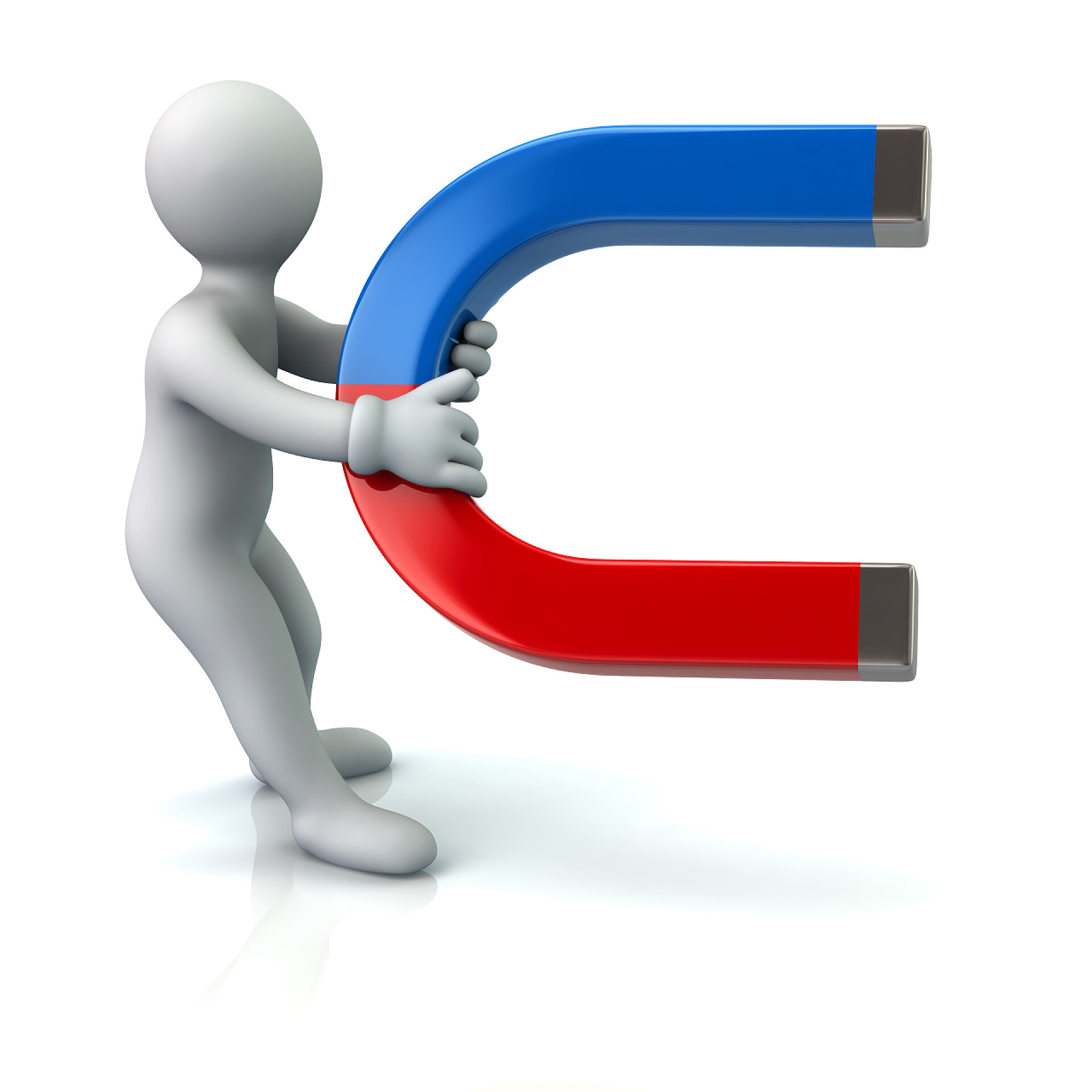 3D小人抱着磁铁商务