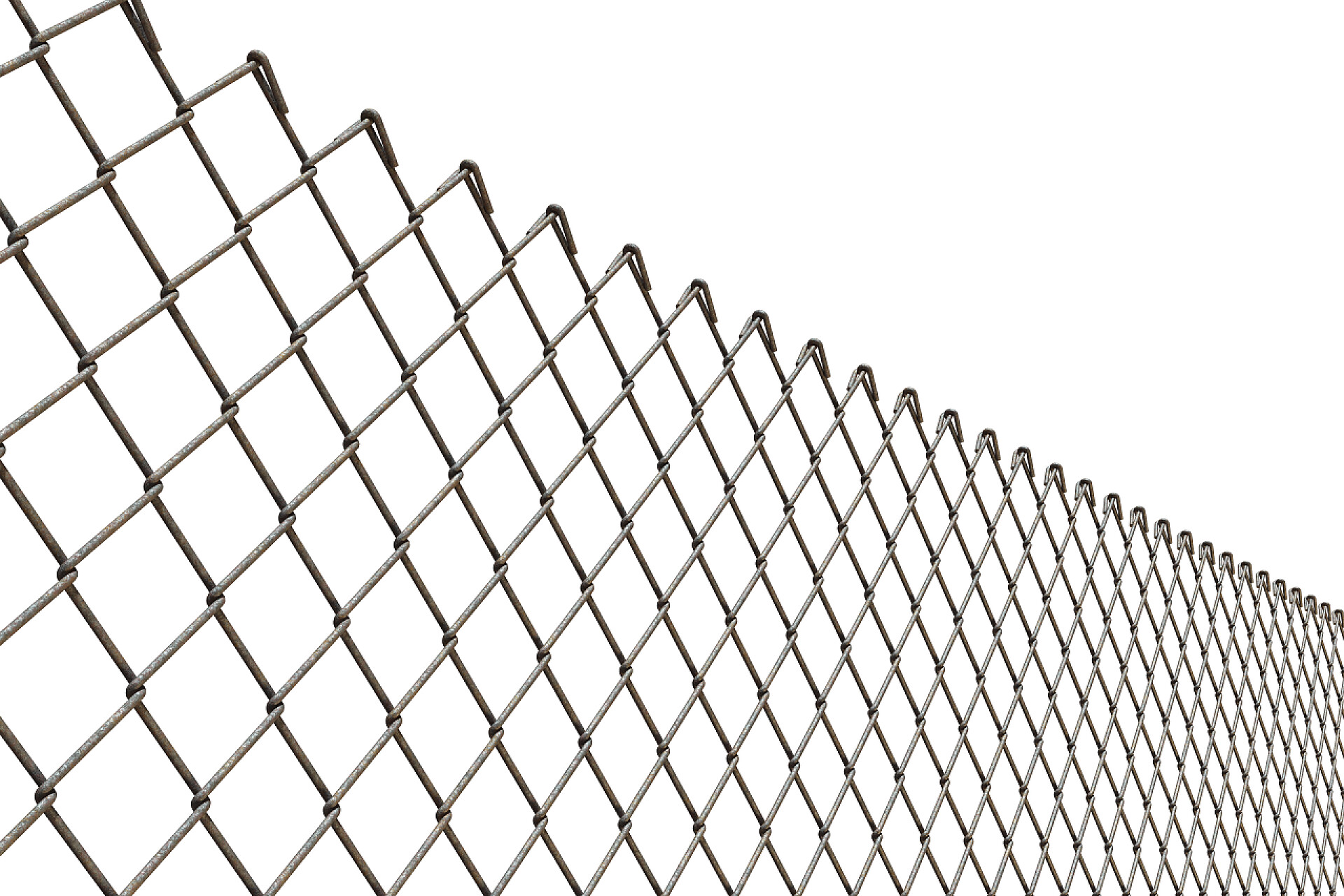 白色背景上生锈金属网格安全防护