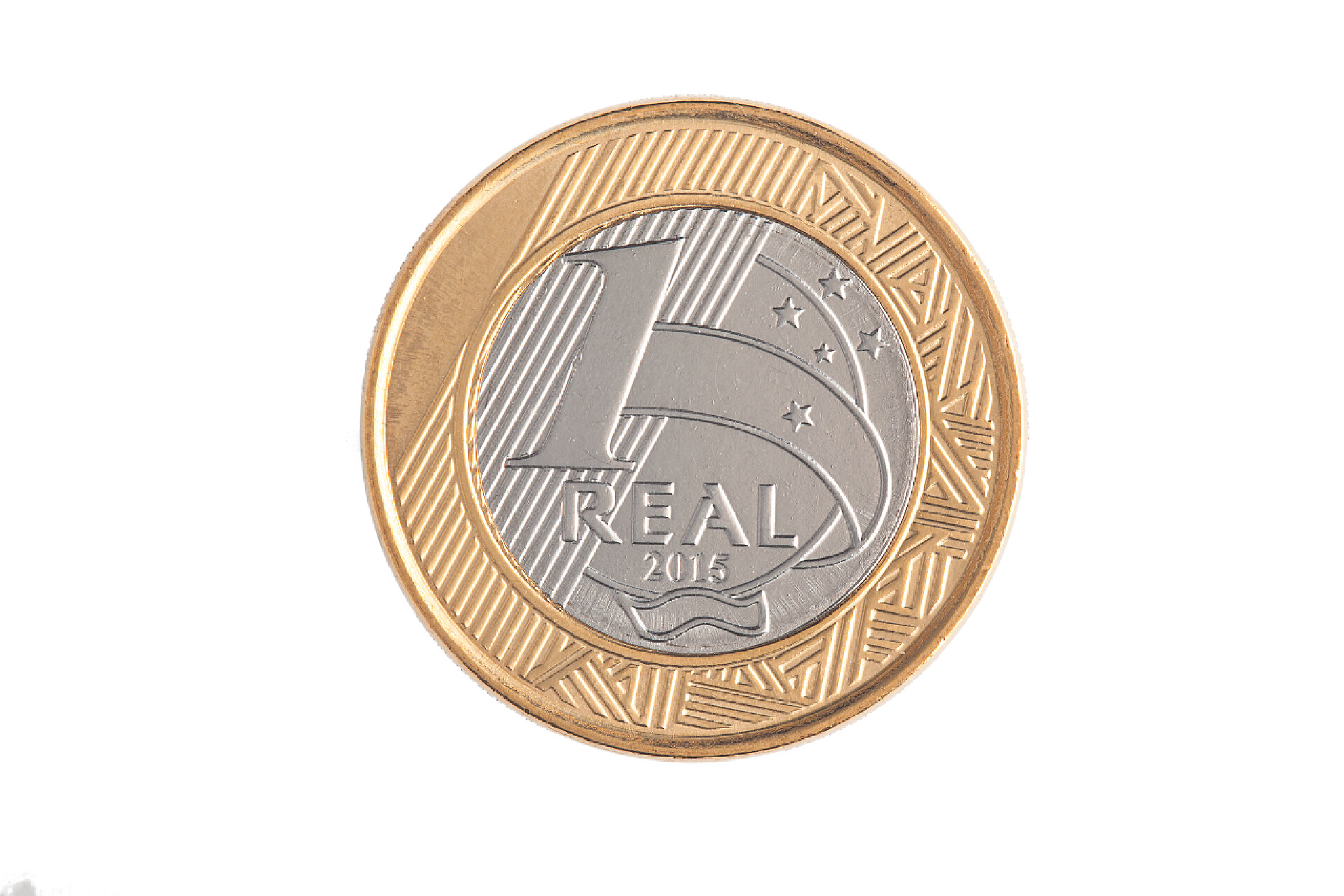 白色背景上的巴西硬币