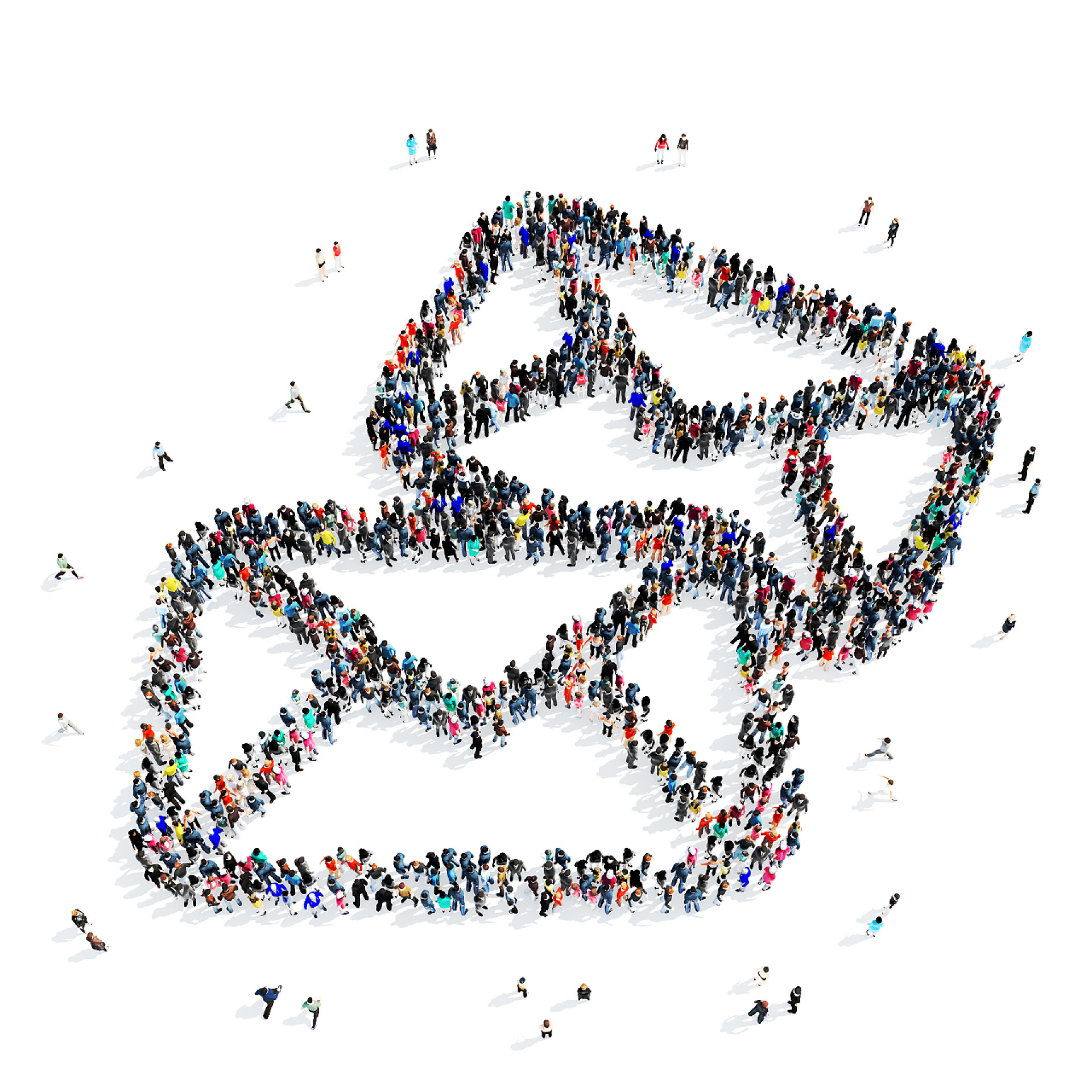 人群摆出的的一封信图案标志社交概念