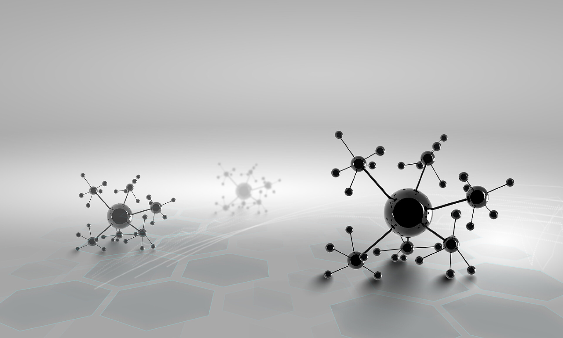 灰色背景上的生物化学分子模型医药医疗健康