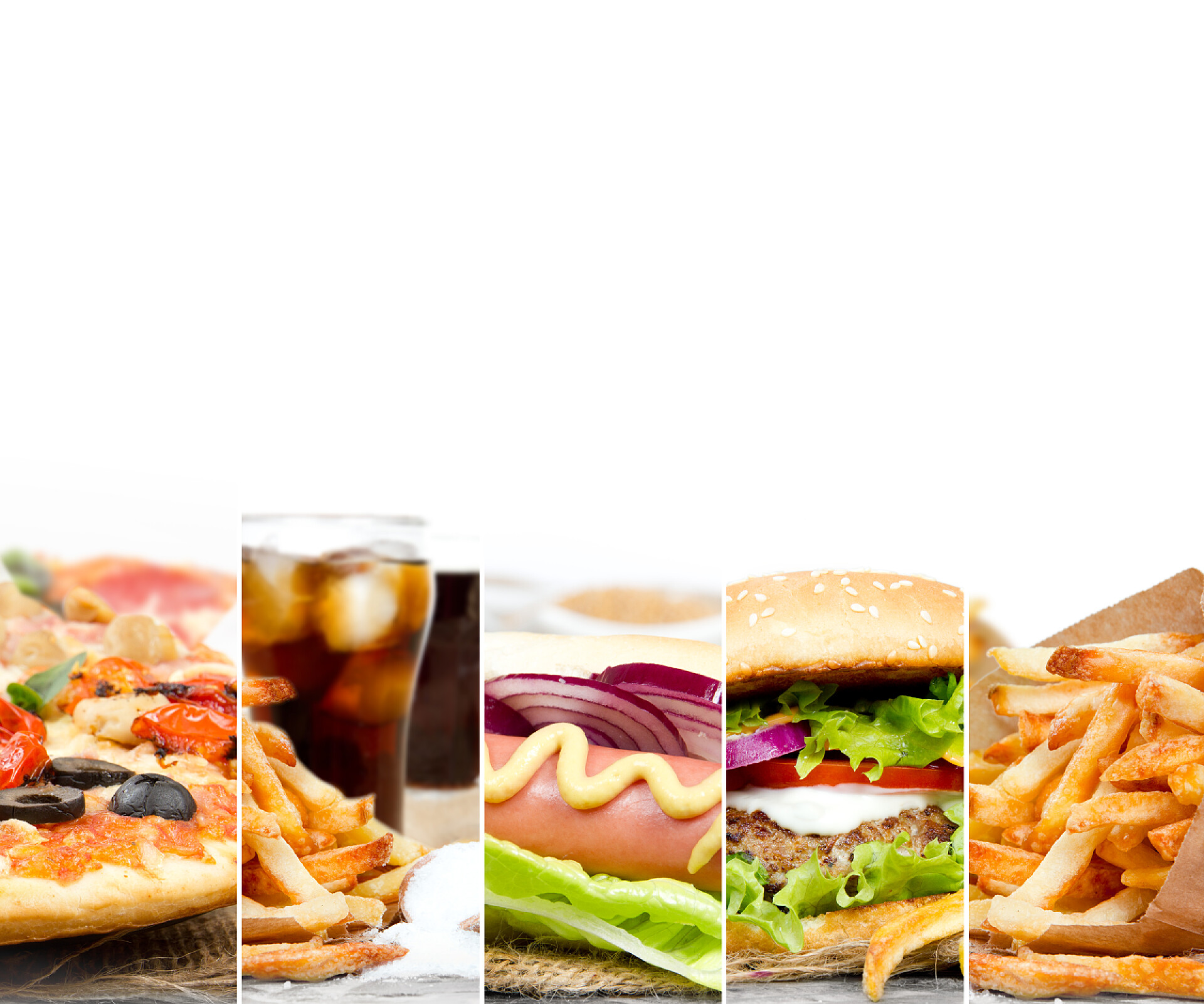 白色背景上的汉堡薯条食物快餐垃圾食品