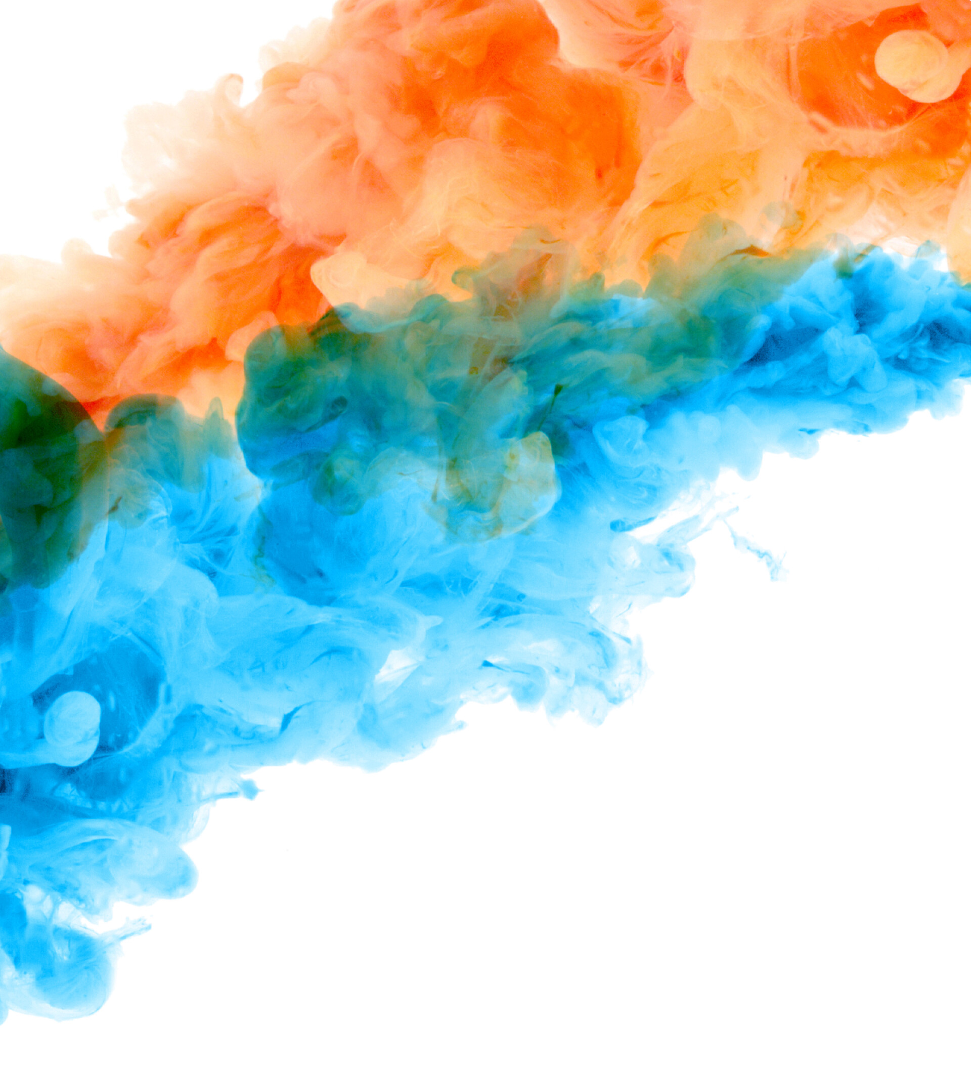 白色背景上的丙烯颜料和墨水在水中艺术