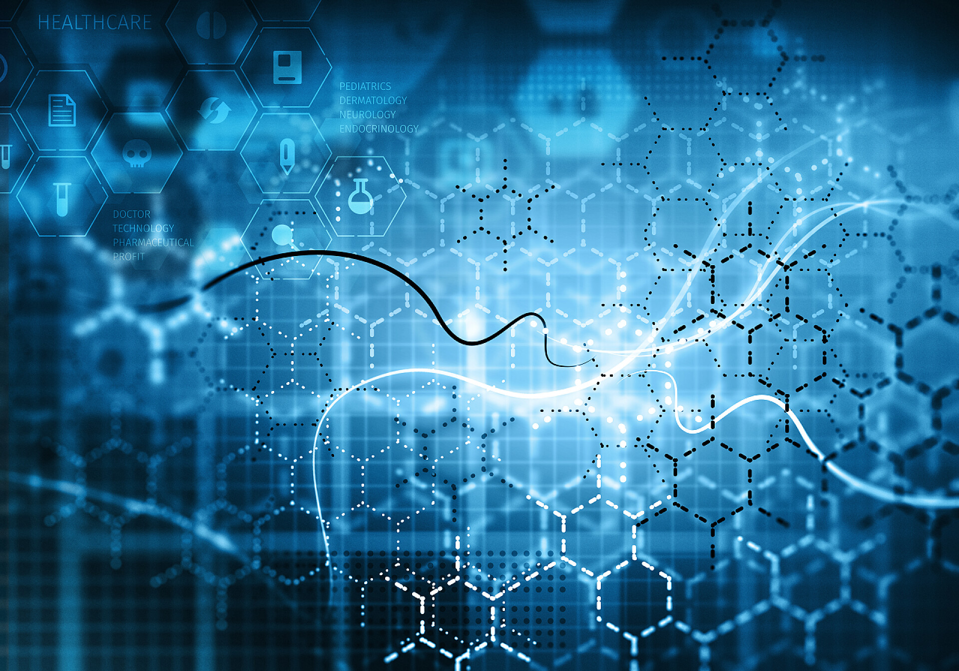 科技蓝色媒体背景介绍医学和健康的概念