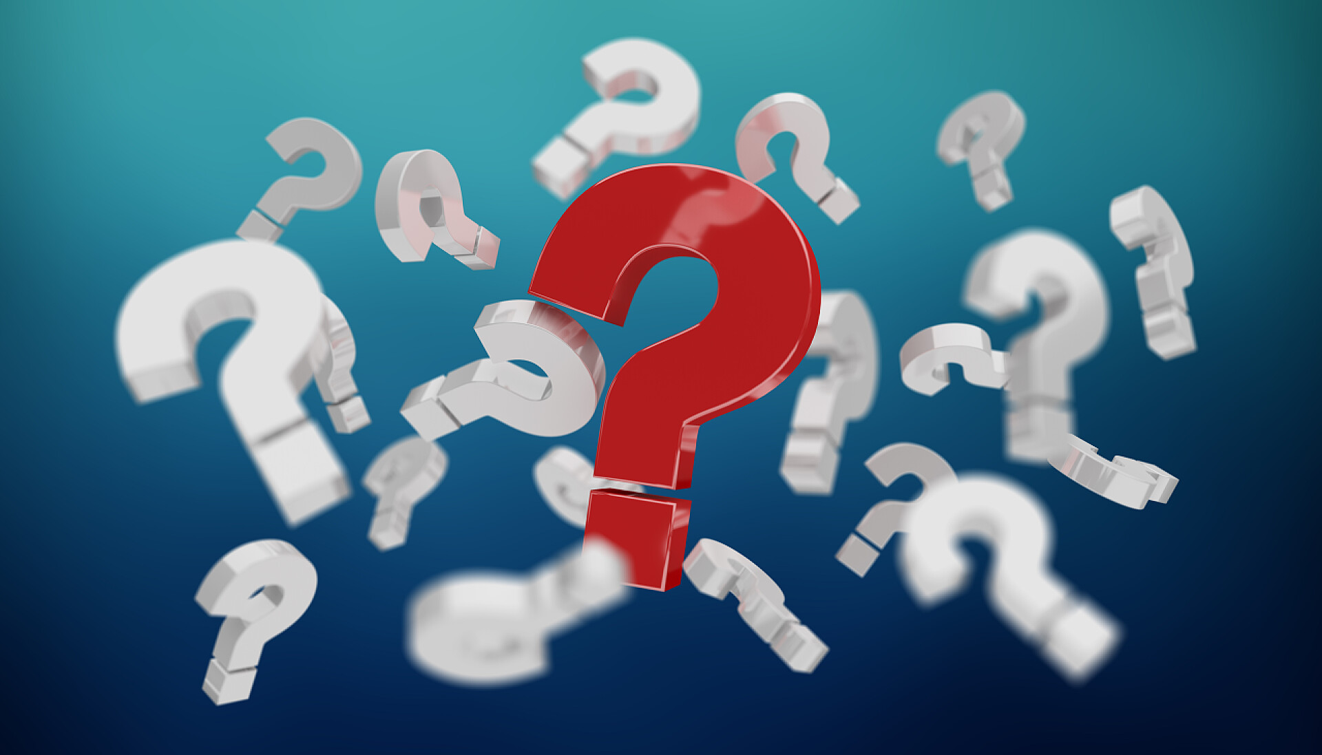 蓝色背景上有很多的问号问题困惑