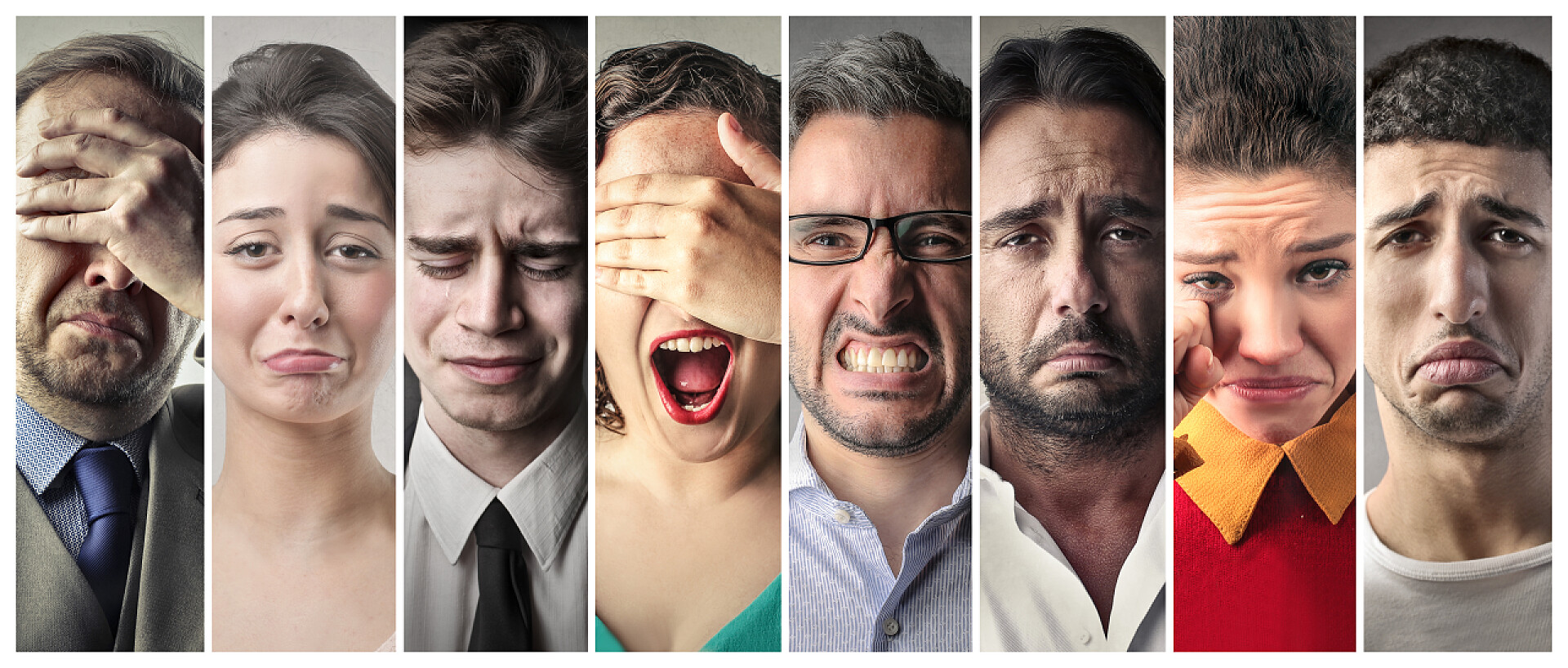 一群人表现不同情绪表情的肖像