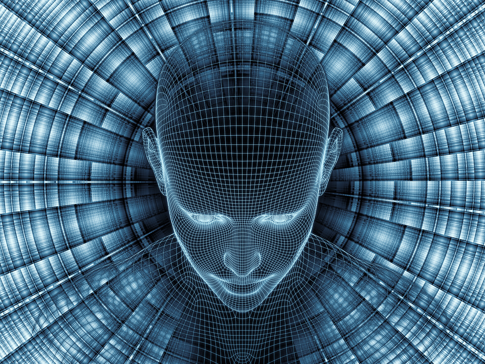 3d渲染的科技数字化人工智能网格模型