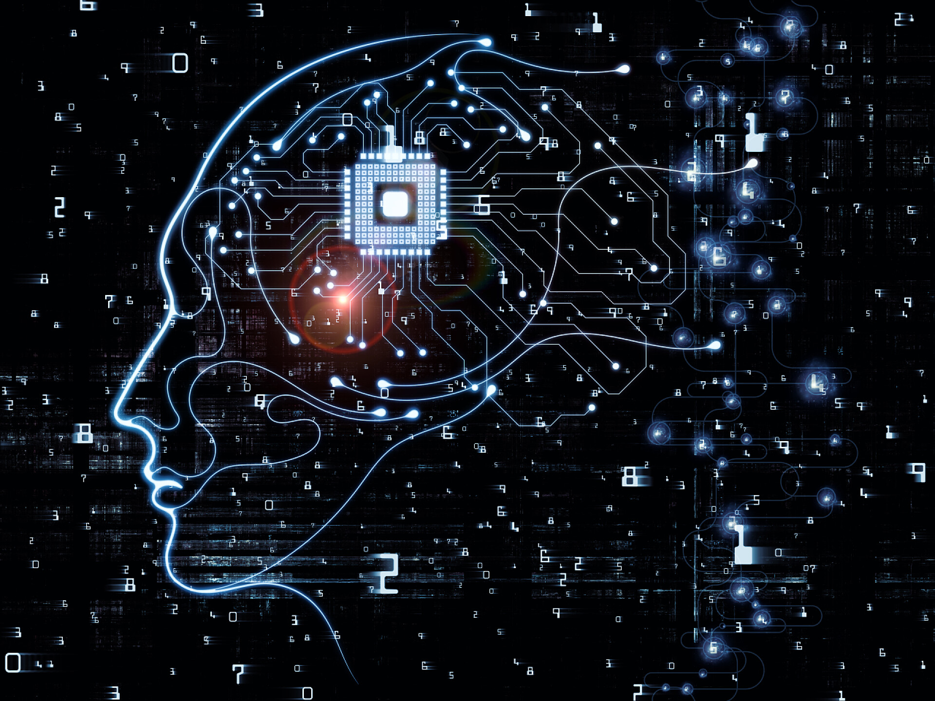 商务科技数字化人工智能和通信的创意大脑