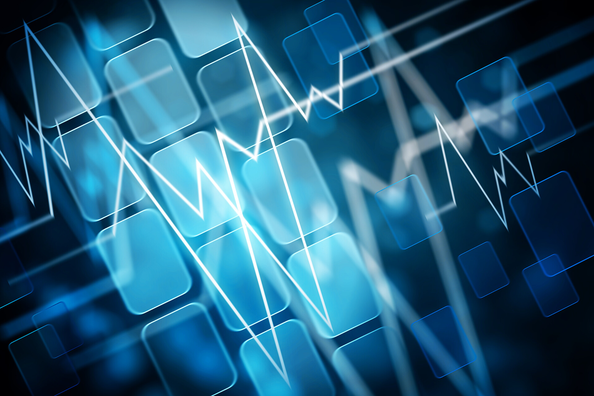 创意蓝色科技医疗纹理与心跳曲线图