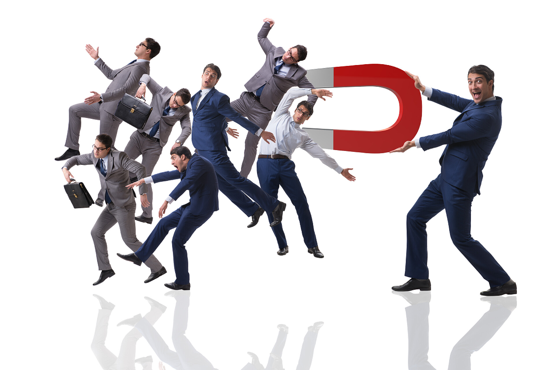 商务马蹄磁铁招聘概念的商人