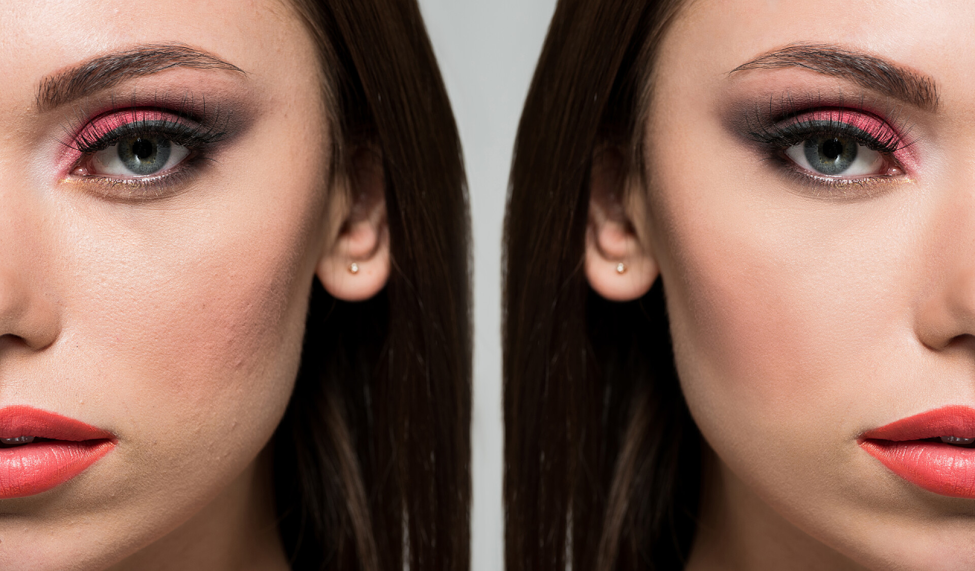 医疗美容女子化妆后的面部