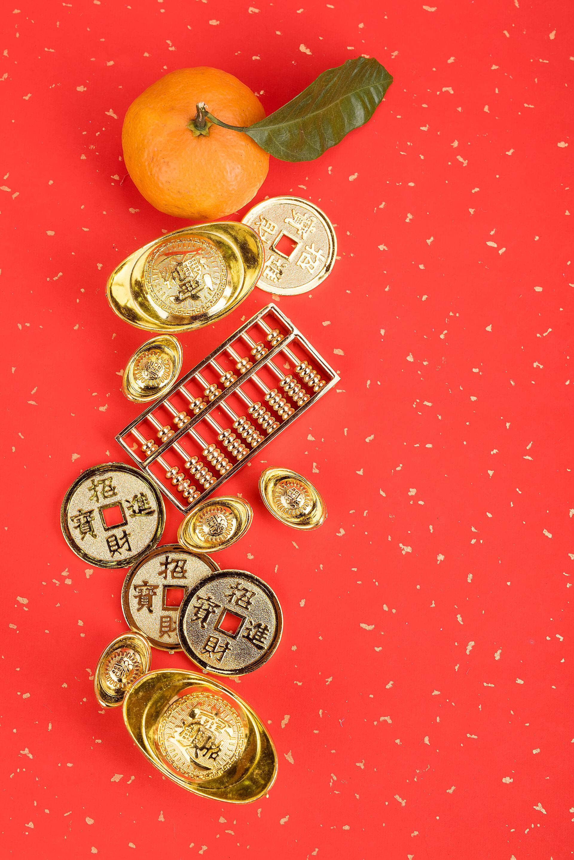 中国新年元宝钱币红包算盘装饰品