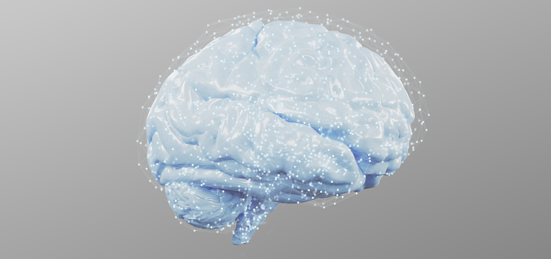 在灰色背景上人工脑模型医疗健康视图