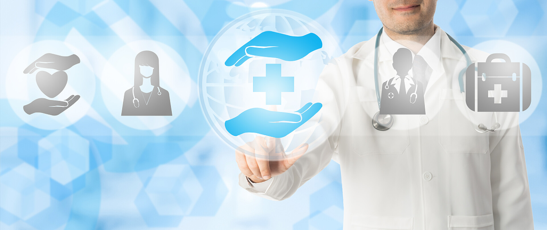 医疗健康医生与医学图标相融合的背景