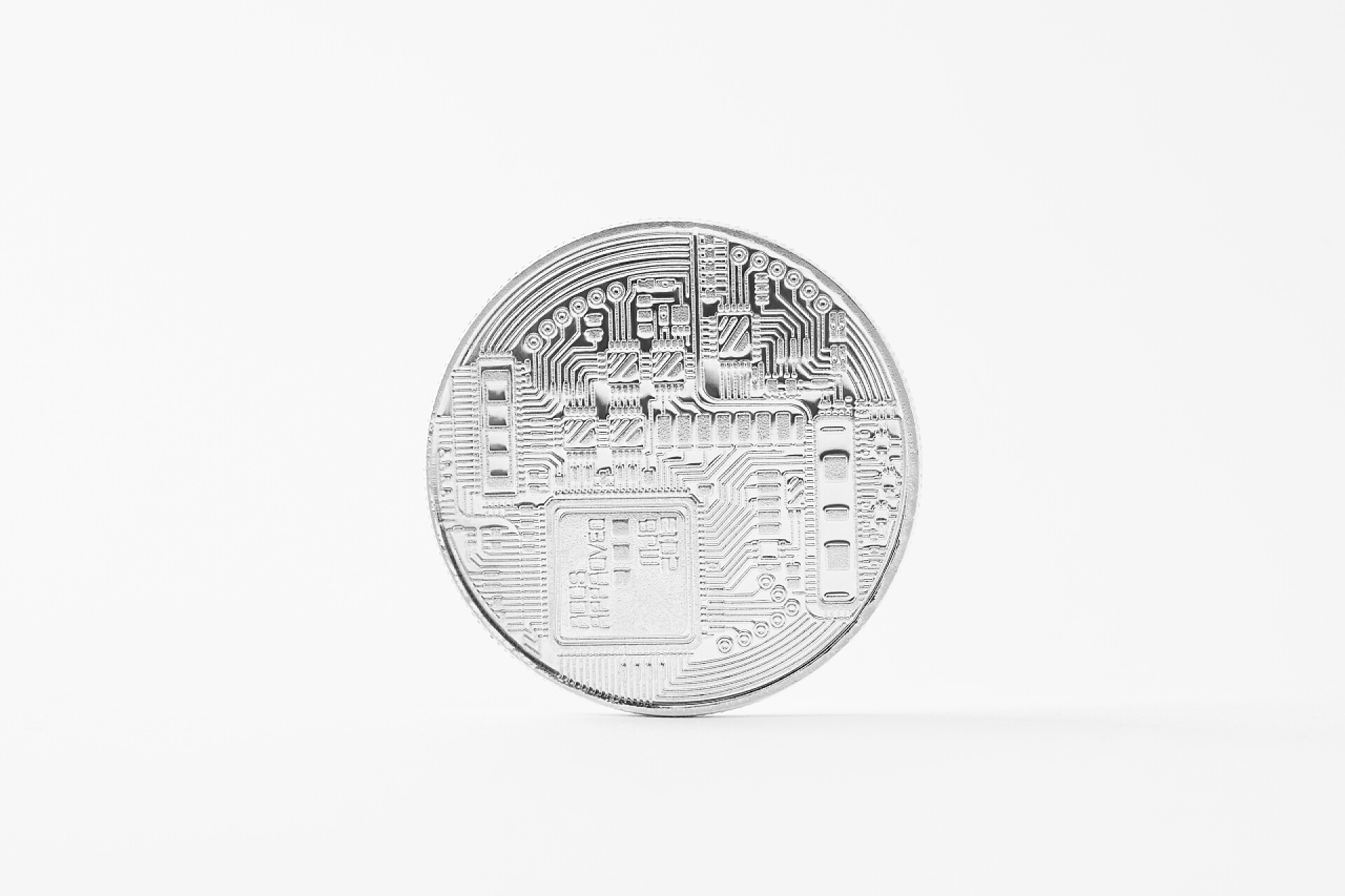 金融白色比特币的特写镜头