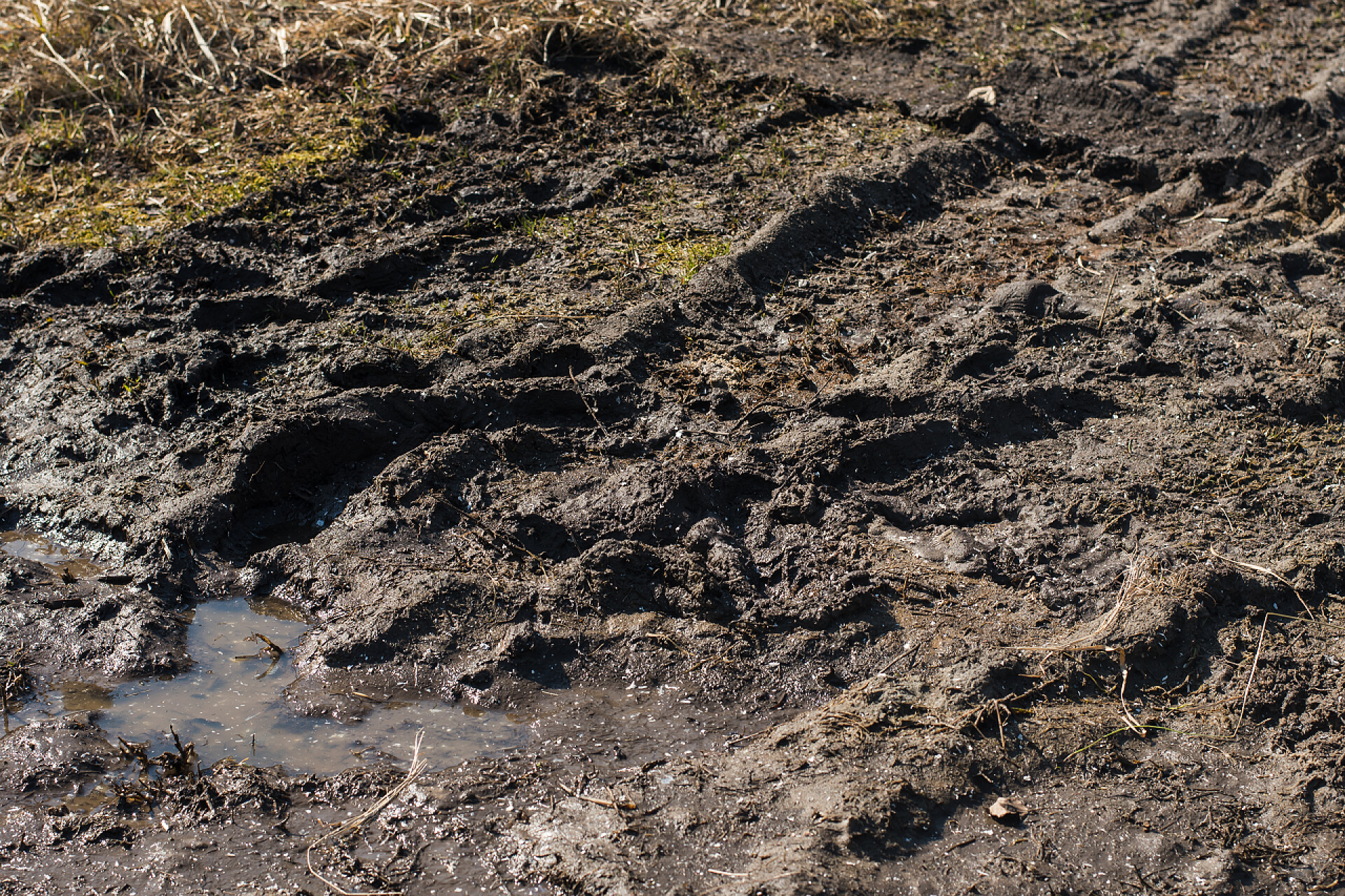暴雨洪水中的泥泞之路