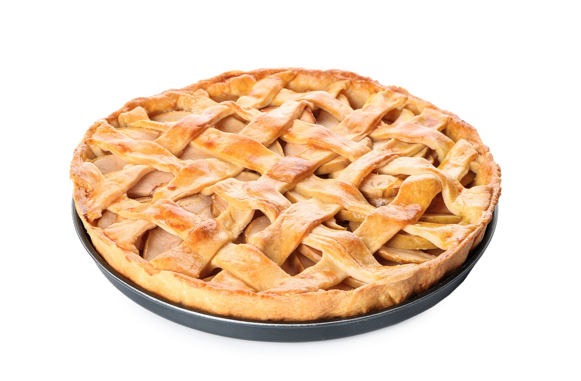 食物白色背景上美味的自制苹果派