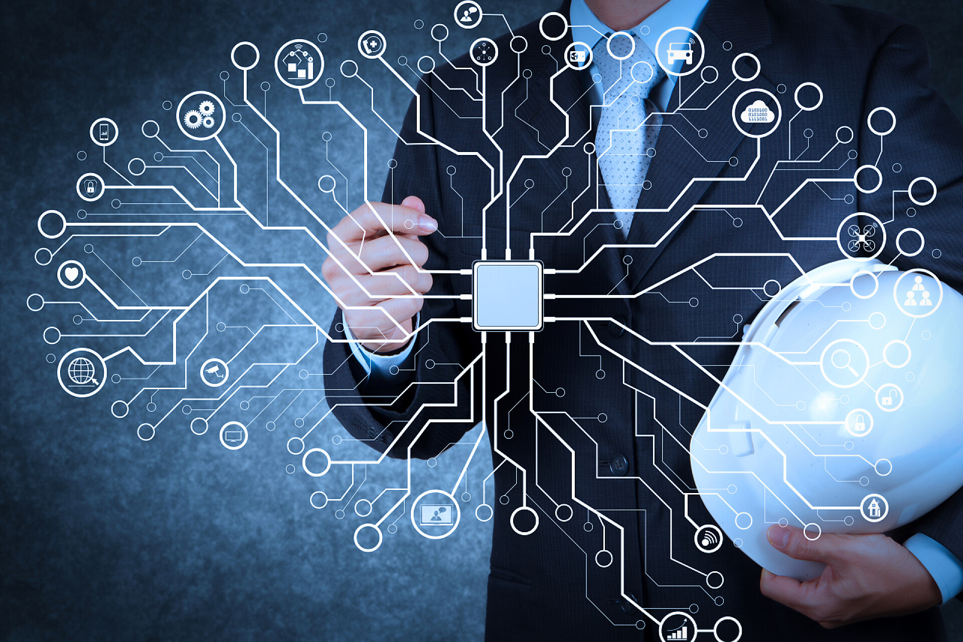 科技工程师智慧数字全息办公数据图