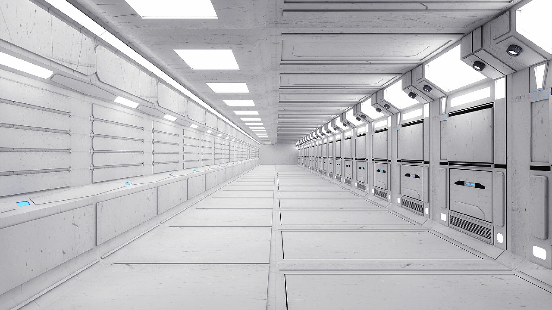 3d 渲染未来室内设计走廊