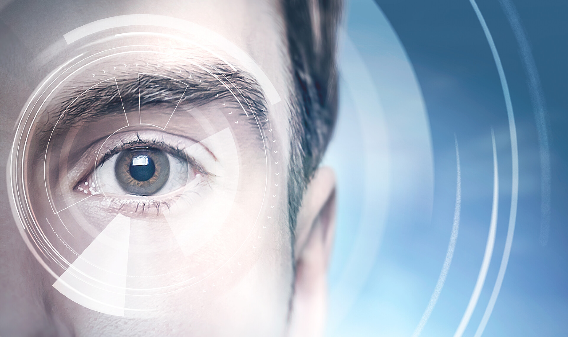 商务科技睁大眼睛的男人