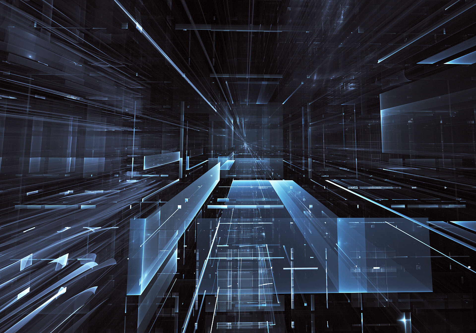 黑色背景中的透视线互联网科技抽象背景