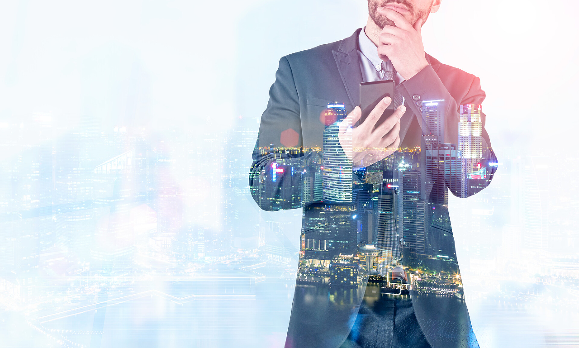 现代化城市背景中的商人商业金融