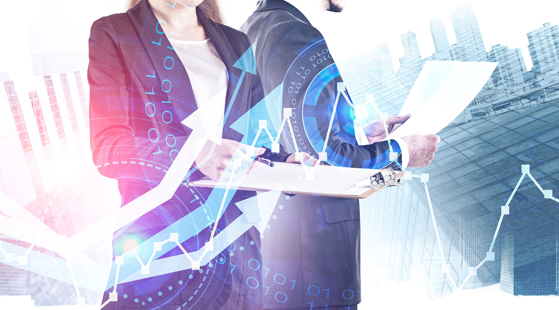 商务城市建筑和商人工作融合的背景