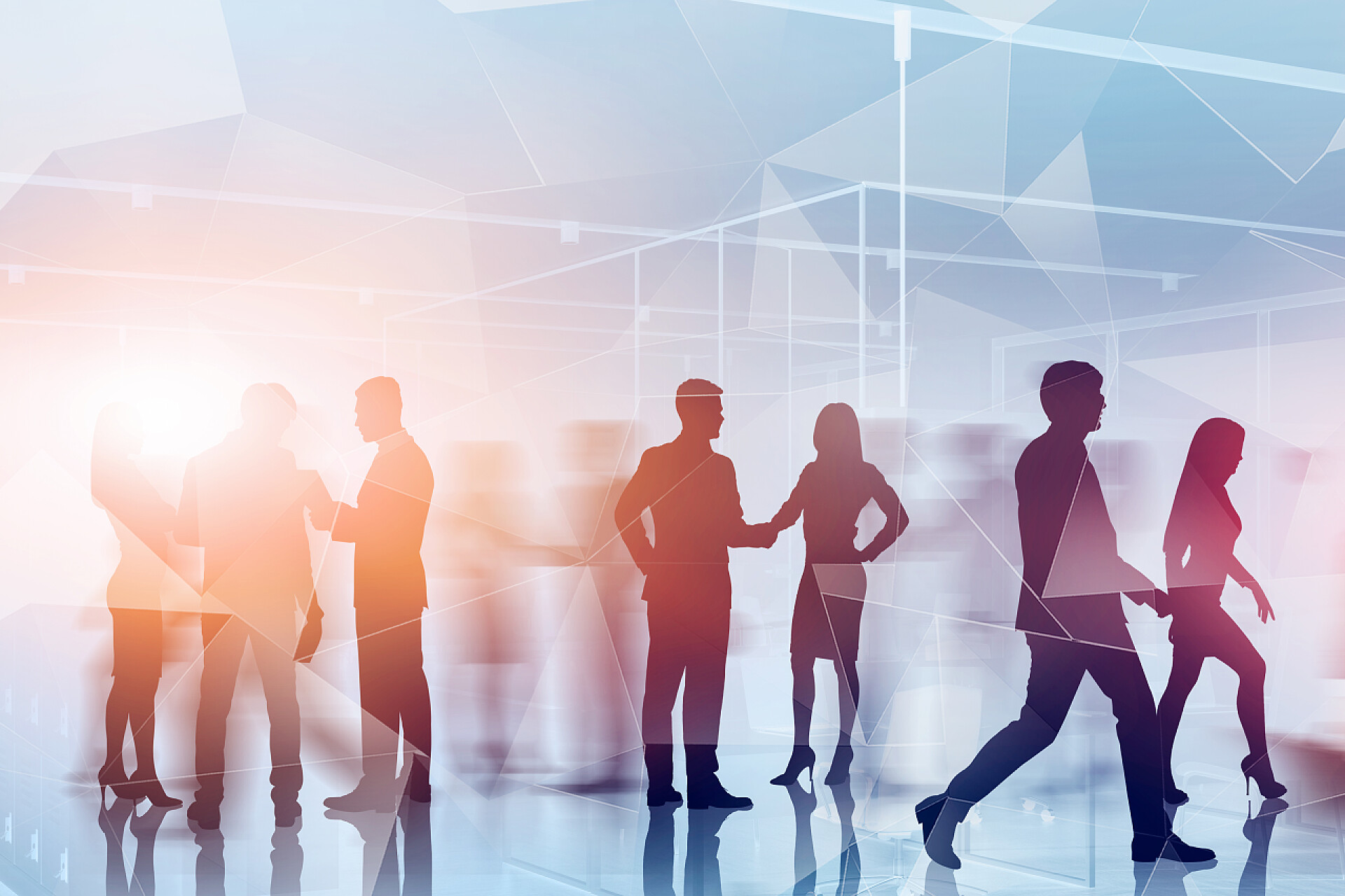 网络全息图上的商人剪影