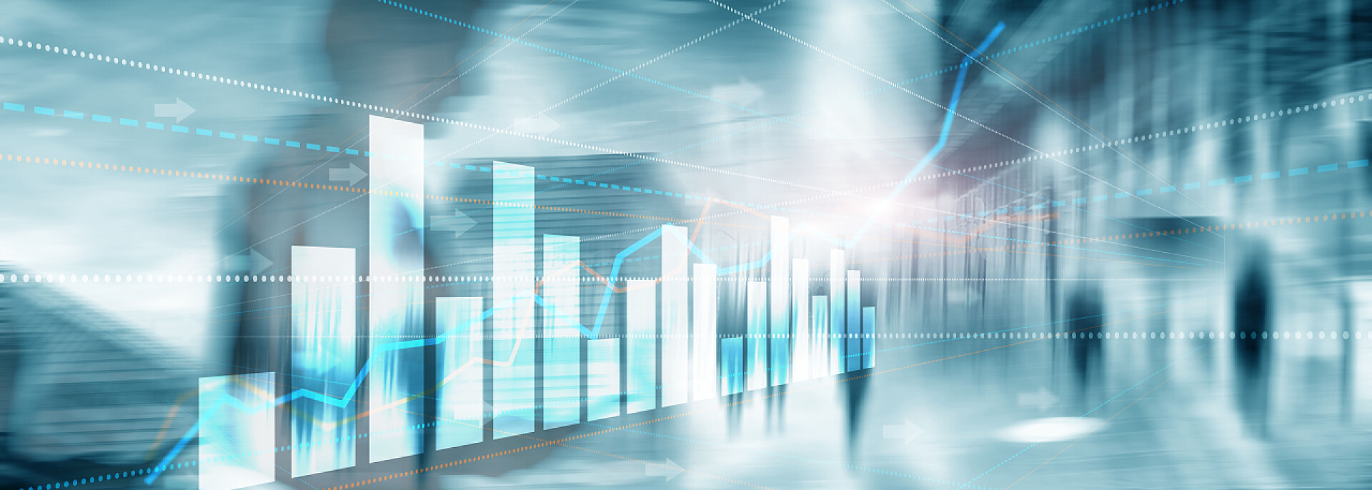 科技背景城市下的数据图