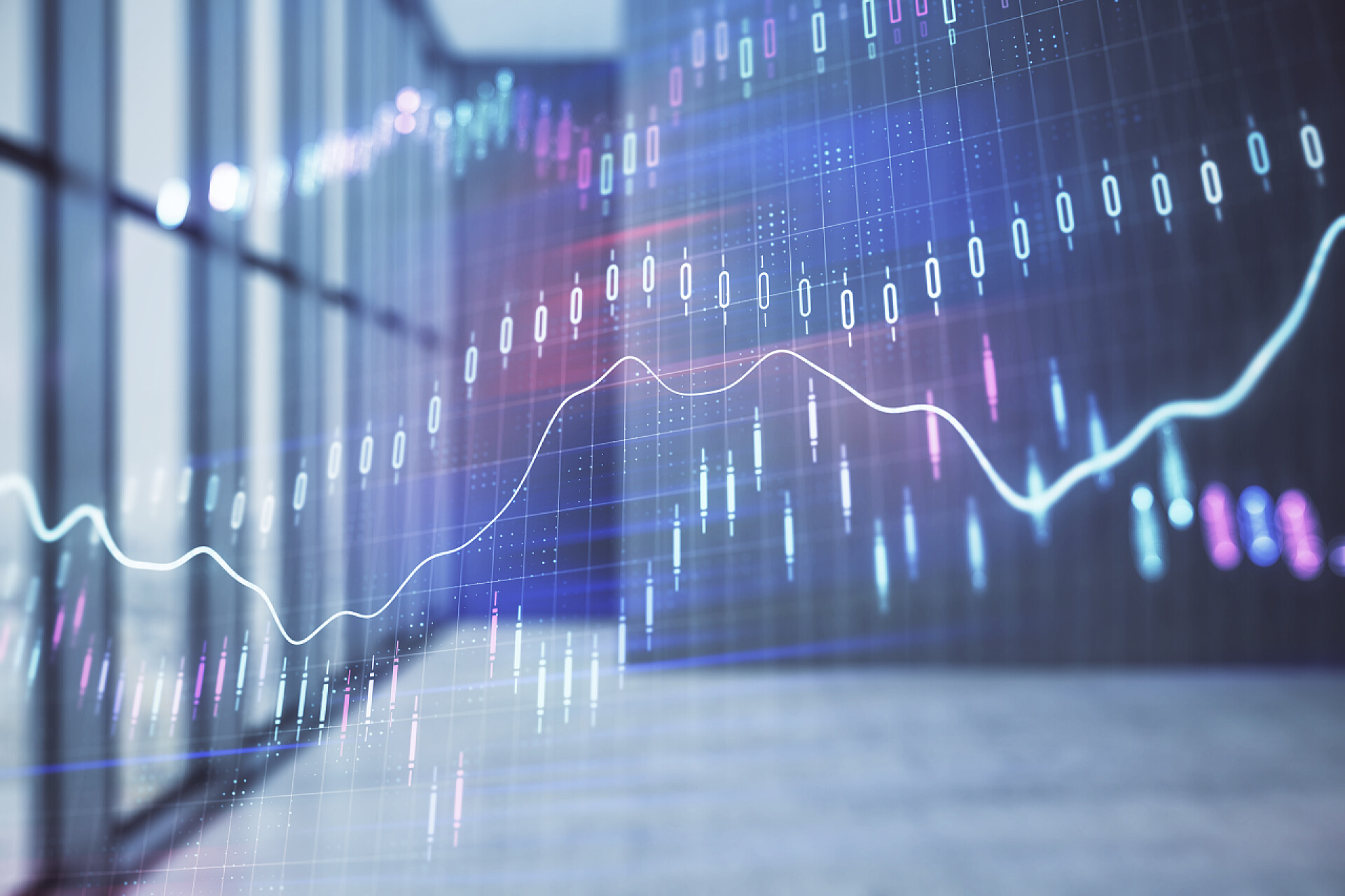 财务图表在空房间内部背景