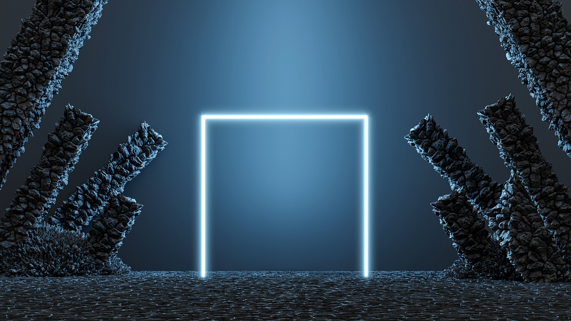 阴森森的背景上的蓝紫色的霓虹灯