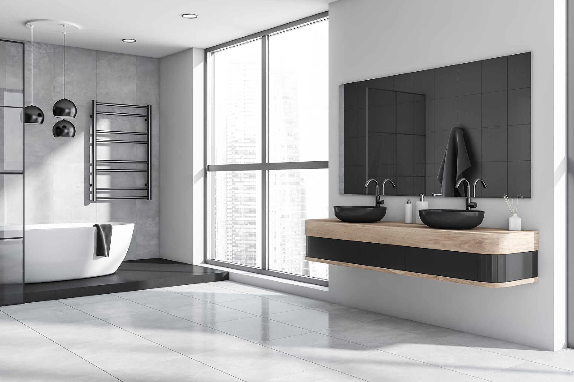 灰色浴室内部结构