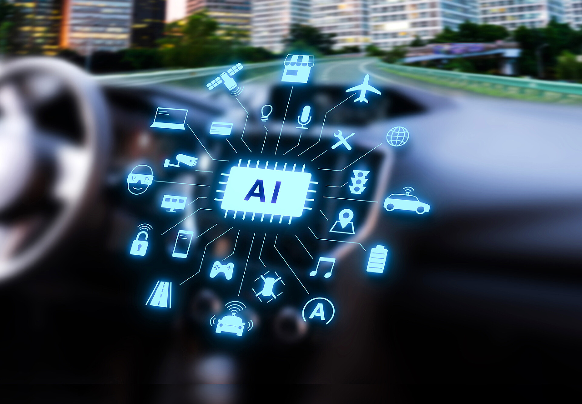 具有人工智能的自动驾驶汽车AI自动驾驶现代汽车