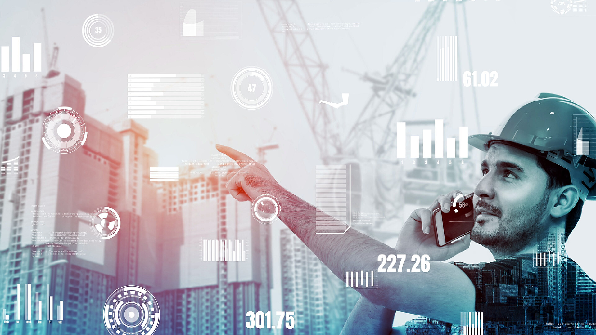 利用全息图设计的未来建筑施工和创意工程项目融合的背景