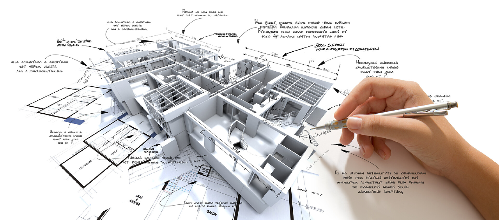 3D渲染的房子建筑模型