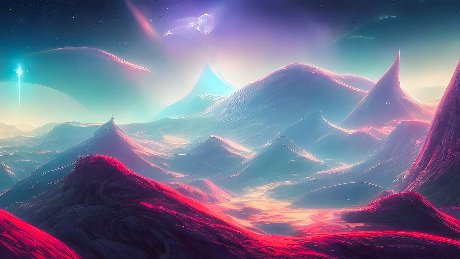 梦幻的山脉科幻AI作画