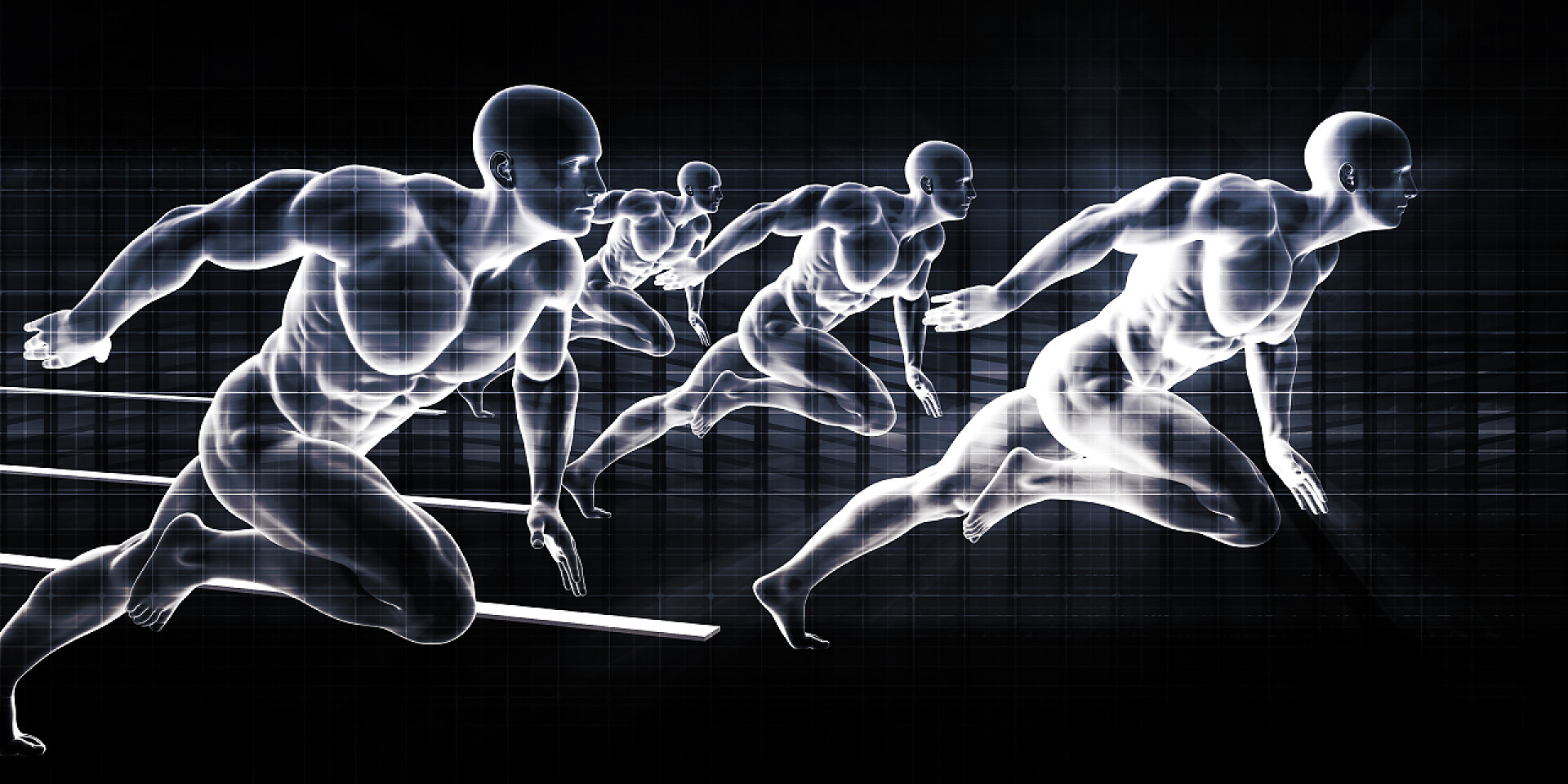 赛跑运动人体肌肉线条显现模型