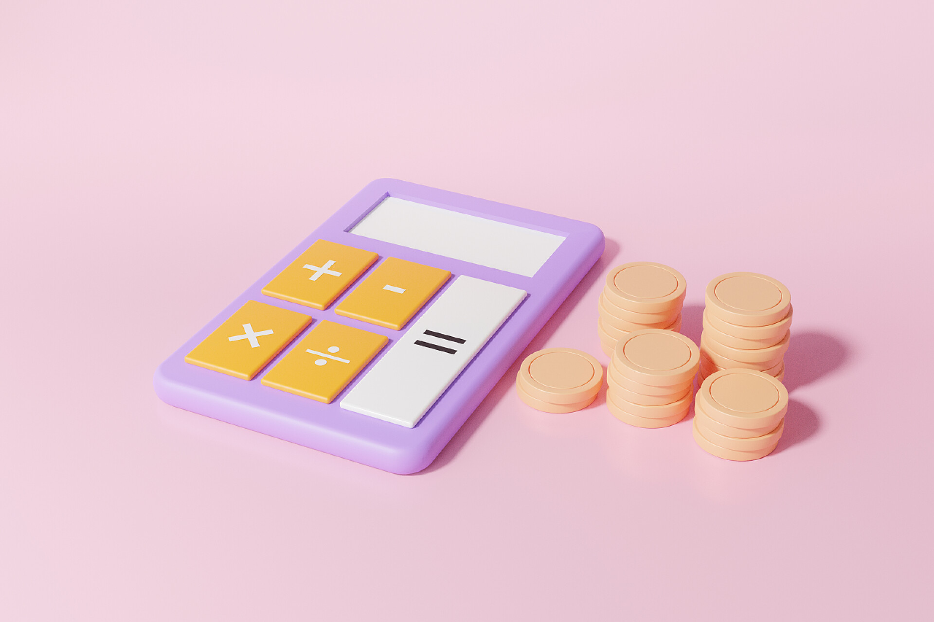 商务粉色背景计算机特写金融经济计算