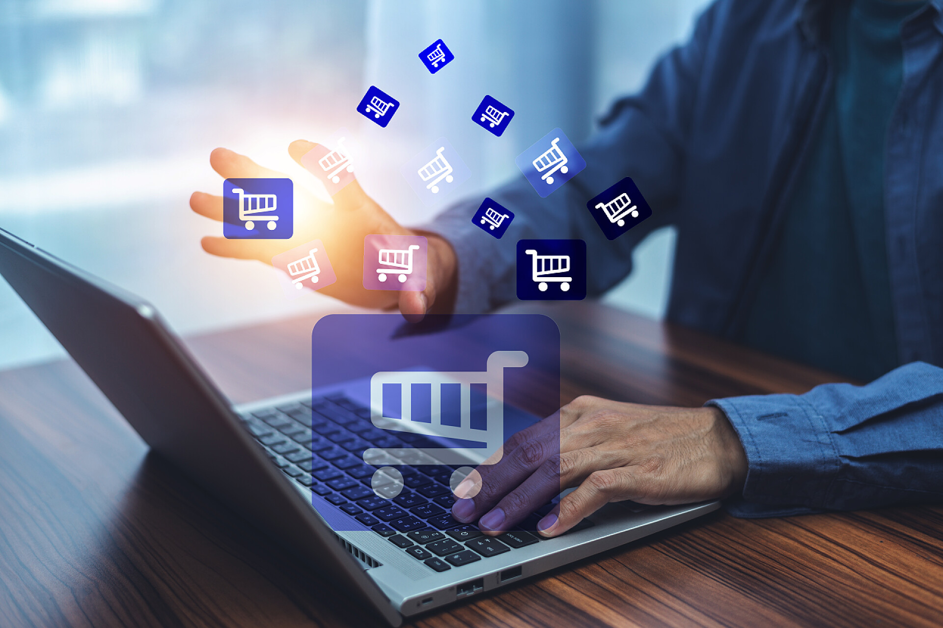 618虚拟屏幕上人网上购物的概念网购电商平台