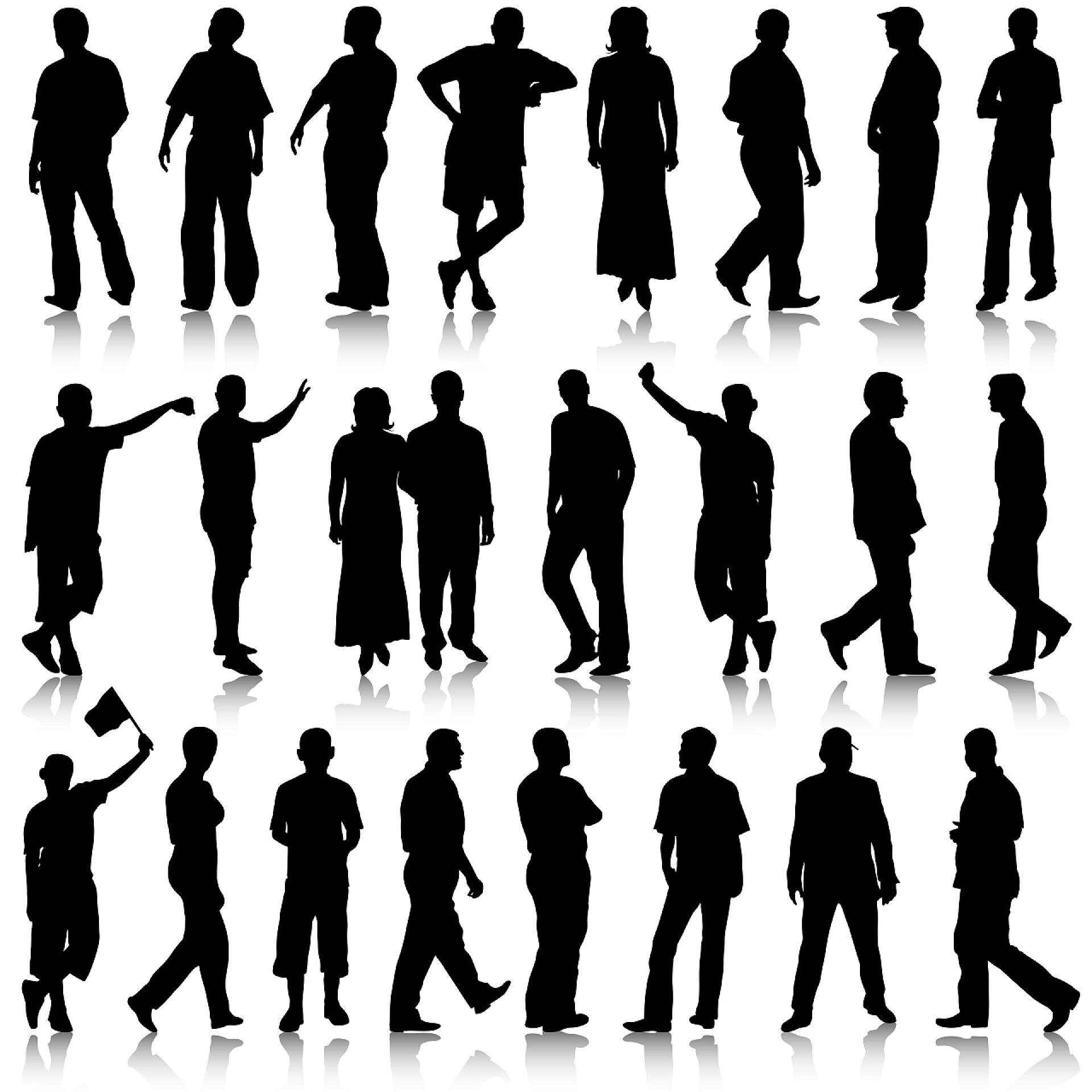 商务男人和女人的黑色轮廓矢量图