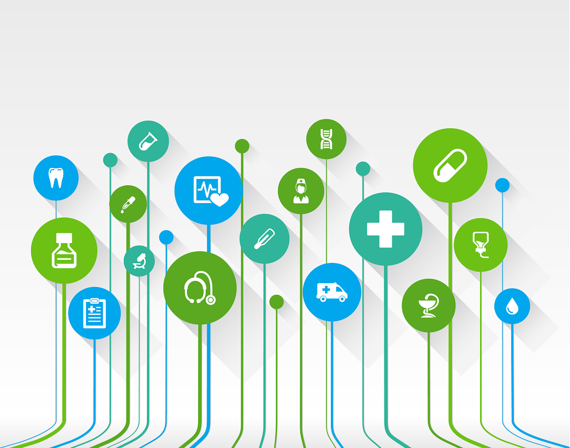 医疗健康抽象的线条和平面图标的医学背景