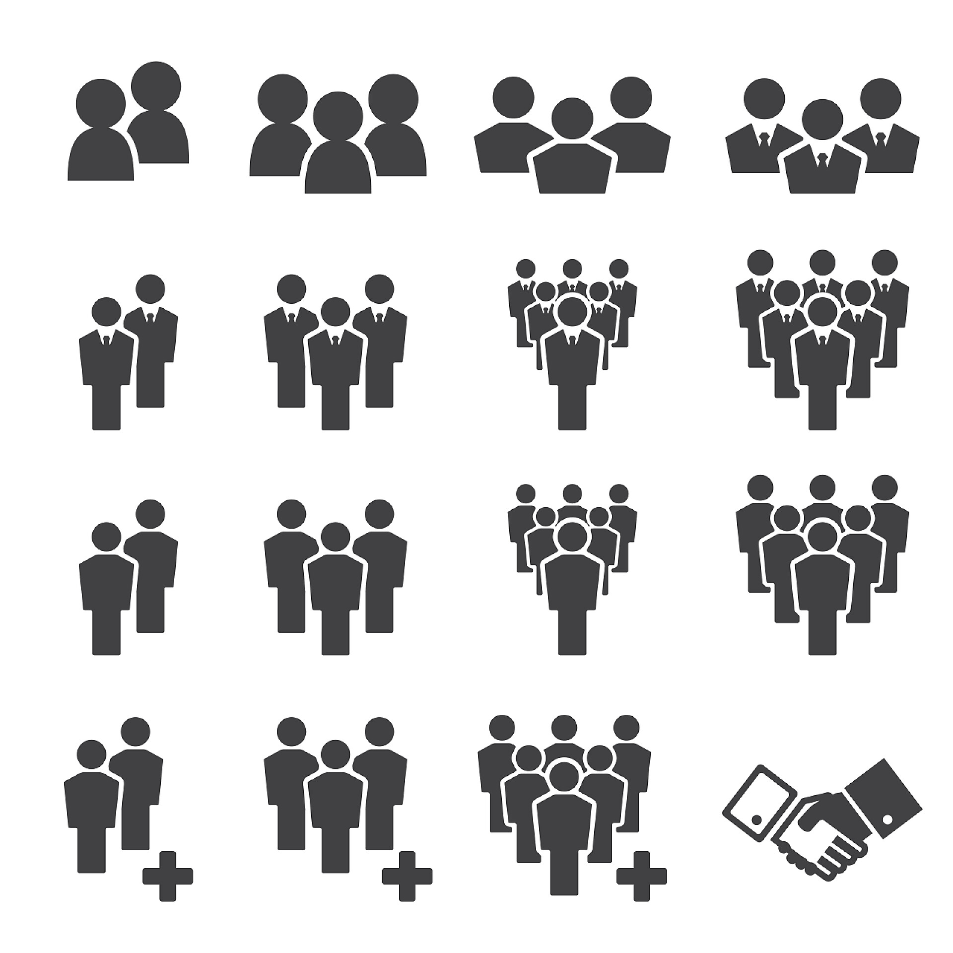 一组白色上的团队图标集矢量图