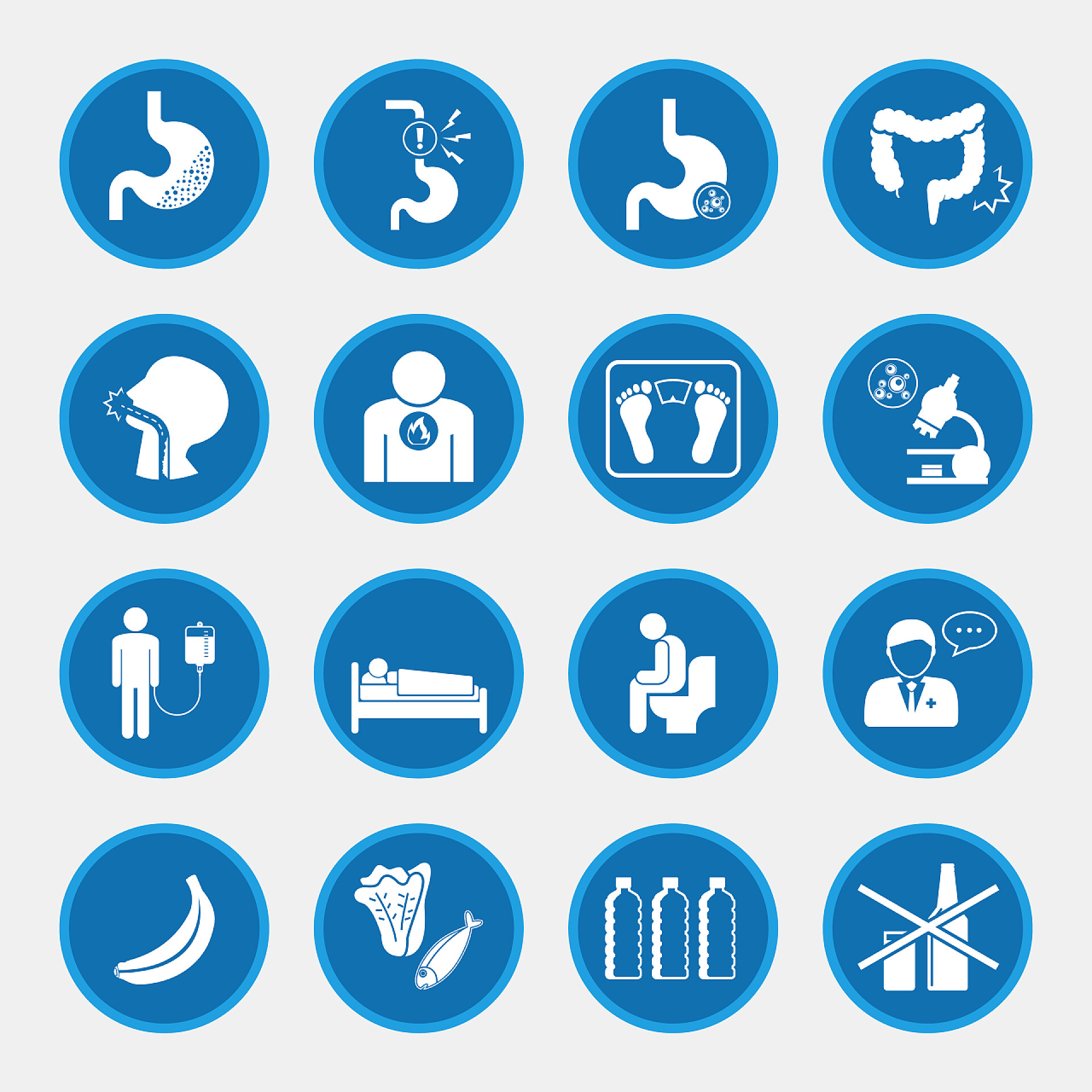 蓝色背景上的现代医疗健康食管癌蓝色图标按钮