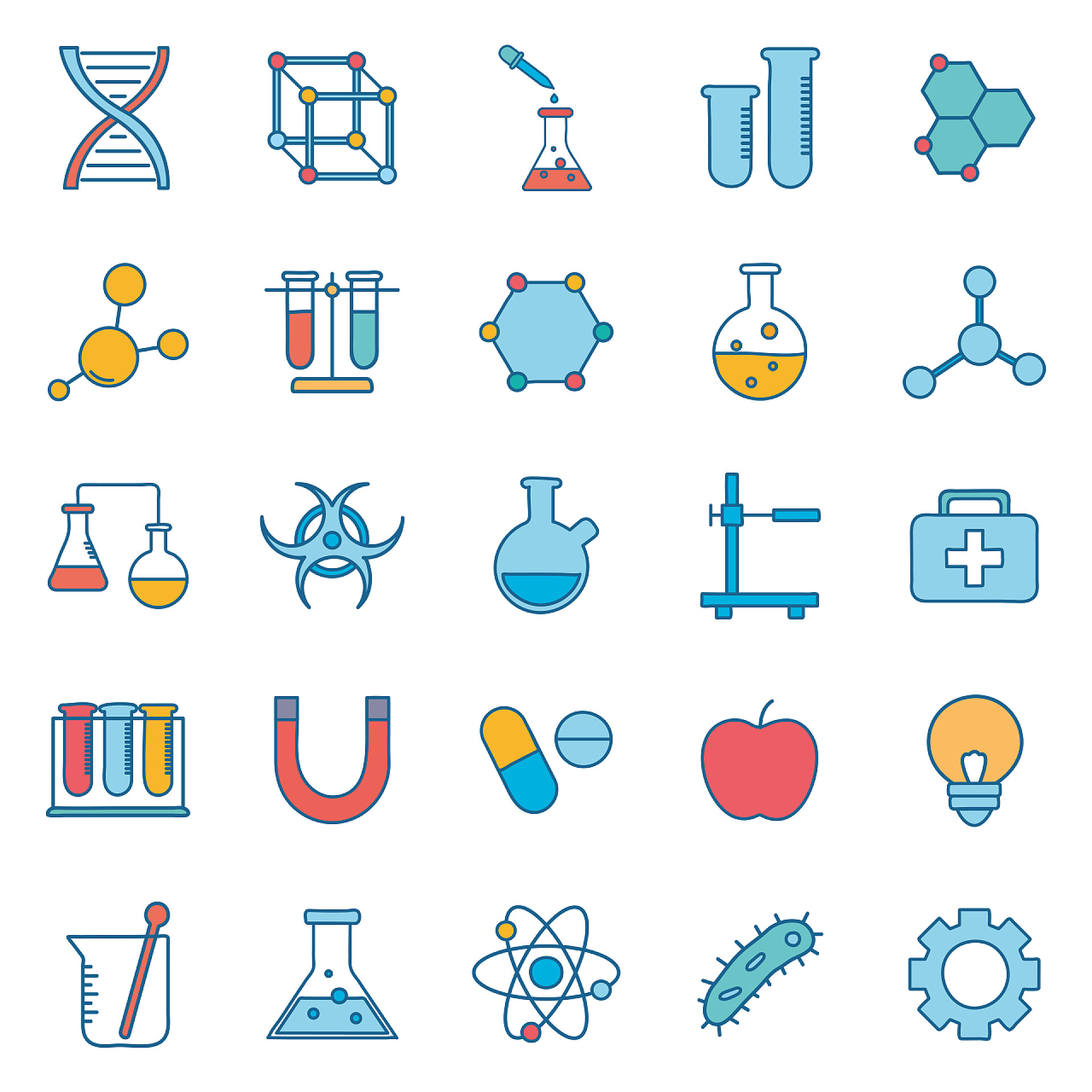 科学化学实验室研究技术主题矢量图解